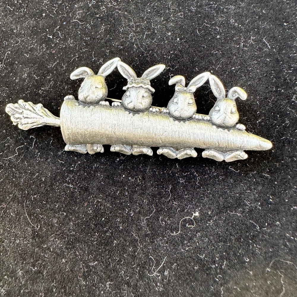 Vintage Bunny Family Brooch